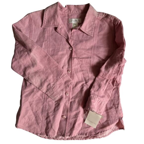 Susan Bristol Linen Blend Shirt M Pink Mauve NWT Button Up - Picture 2 of 8